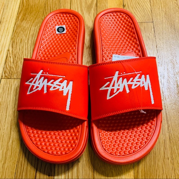 NWT Stussy x Nike Benassi Red Slides - Picture 5 of 15